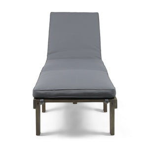 English Elm Christopher Knight Home® - ARIANA Acacia Wood Chaise Lounge with Water-Resistant Cushion — Outdoor Poolside Comfort & Style Grey 57523.00GRY