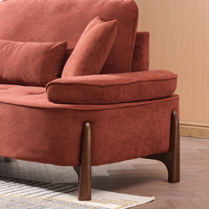 English Elm 103 Luxurious Cloud Velvet Sofa with High-Elastic Sponge Cushion, Deep-Seated Comfort for Living Spaces Brick red W2290S00010