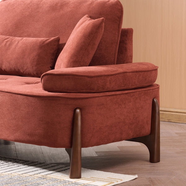 English Elm 103 Luxurious Cloud Velvet Sofa with High-Elastic Sponge Cushion, Deep-Seated Comfort for Living Spaces Brick red W2290S00010