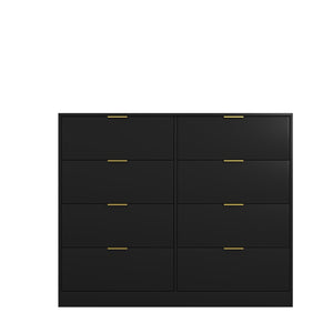 English Elm 8 Drawer Tall Chest Slim Particleboard Build Smooth Gliding Storage for Bedroom Closet Black W409S00027