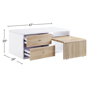 English Elm Rectangular Modern Coffee Table with Wood Top and Metal Frame, Two-Tone Finish for Stylish Living White B016P312977