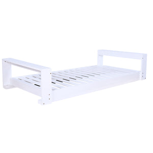 English Elm TOPMAX Twin Size Porch Swing Bed Crafted from Durable Acacia Wood with 400lb Capacity and Hemp Ropes White N717P210135K