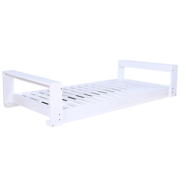 English Elm TOPMAX Twin Size Porch Swing Bed Crafted from Durable Acacia Wood with 400lb Capacity and Hemp Ropes White N717P210135K