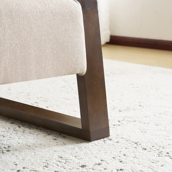 English Elm Christopher Knight Home® - Sleek Long Ottoman with Linen Fabric and Rubberwood Legs — Durable 58" Bench Seat, Stylish Comfort Beige N769P227953C