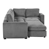 English Elm 121.3" Sectional Couch Sofa Bed Modular Sofa With Two Movable Ottomans For Living Room (Old Sku:N719S001640E), Gray