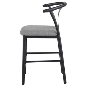 English Elm Tazman Wishbone Inspired Counter Stools Set of Two Grey Fabric Mid-century Dining B062P441114