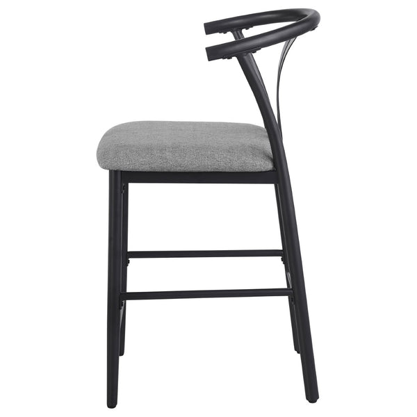 English Elm Tazman Wishbone Inspired Counter Stools Set of Two Grey Fabric Mid-century Dining B062P441114