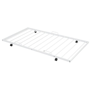 English Elm Twin Metal Bunk Bed with Trundle, Lateral Storage Ladder & Wardrobe | Space-Saving Durable Design White SF000173AAK