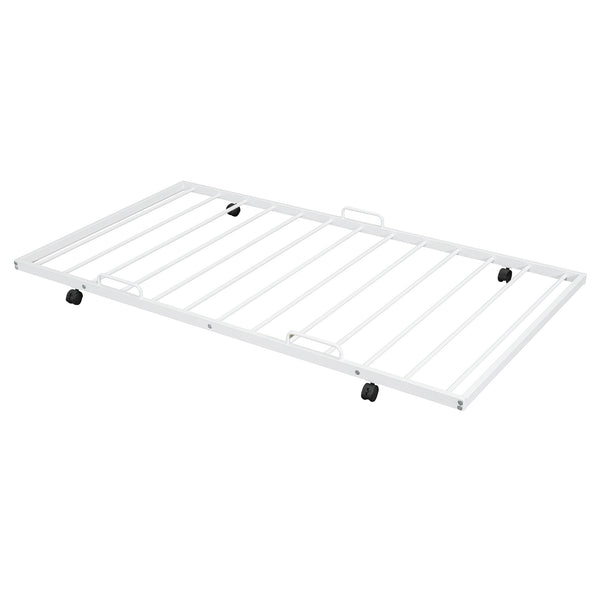 English Elm Twin Metal Bunk Bed with Trundle, Lateral Storage Ladder & Wardrobe | Space-Saving Durable Design White SF000173AAK