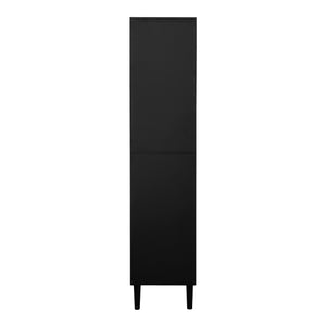 English Elm Tempered Glass Door Tall Storage Bookcase with 4 Doors, Adjustable Shelves, Elegant Space-Saving Cabinet Black W409P171434