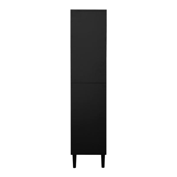 English Elm Tempered Glass Door Tall Storage Bookcase with 4 Doors, Adjustable Shelves, Elegant Space-Saving Cabinet Black W409P171434