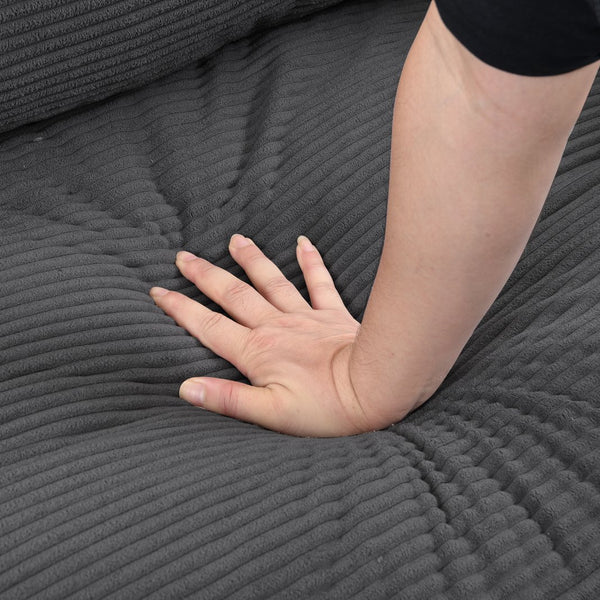 English Elm 74" High Resilience three seater Sofa with Corduroy Upholstery, Plush High-Density Cushion, Sturdy Wooden Frame, Stylish Apartment Seating Dark Gray 35.83 L x 31.9 W x 12.6 H W2297P264467