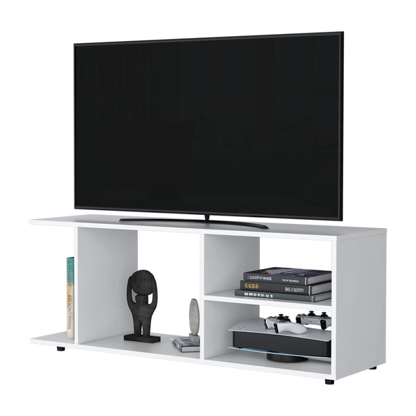 English Elm White TV Rack Sleek Open-Storage Media Console with Easy-Clean Surface, Compact 47.4" Organizer and Modern Appeal B062P252133