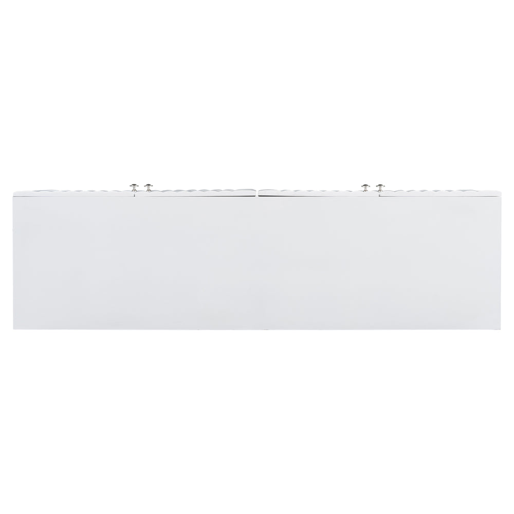 English Elm U_STYLE Four-Door Sideboard with Wavy Panel Doors, Cylindrical Wood Legs, Sleek Metal Handles, 67" länge White N711P186790K