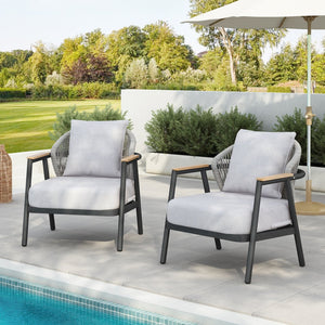 English Elm Christopher Knight Home® - Orla Outdoor Club Chairs Set Of 2 - Gray Iron Frame, Cushioned Comfort, Eco-Friendly Design! N775P224519G-S2