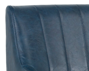 Sunpan Wolfe Lounge Chair - Retro Mid-Century Design with Channel Stitching and Rustic Bronze Steel Frame Vintage Blue