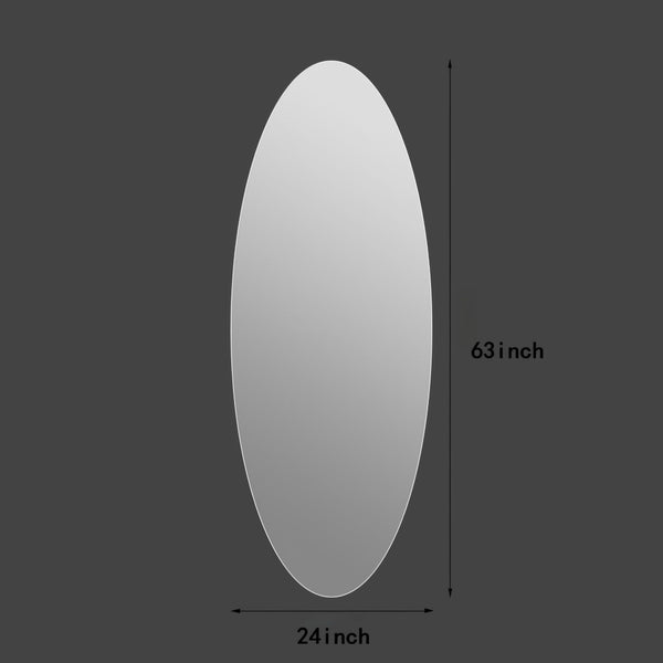 English Elm 63" Oval Frameless Full Length Wall Mirror Hd Silver Glass Shatterproof Bedroom Salon W2709P435604