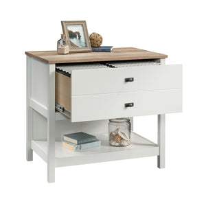 English Elm Lateral File Cabinet In Sleek White Finish – Compact Storage Solution With Locking Drawers & Style B356P402794