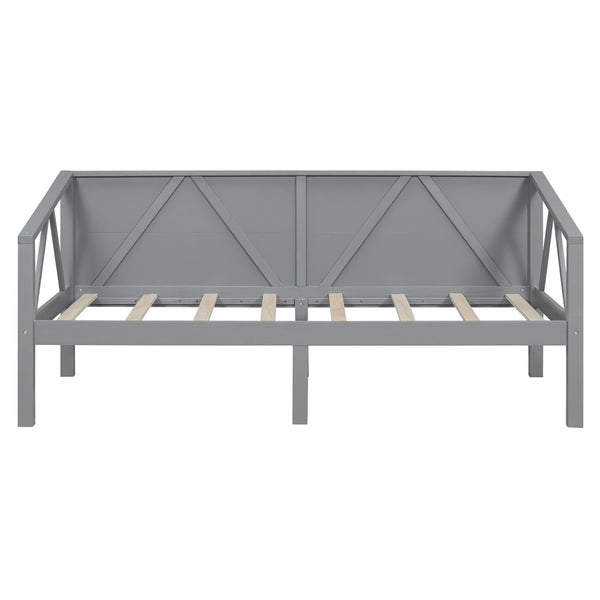 English Elm Twin Daybed Frame Solid Pine Sofa Bed for Guest Room Studio or Teen Bedroom Gray N708P266719E