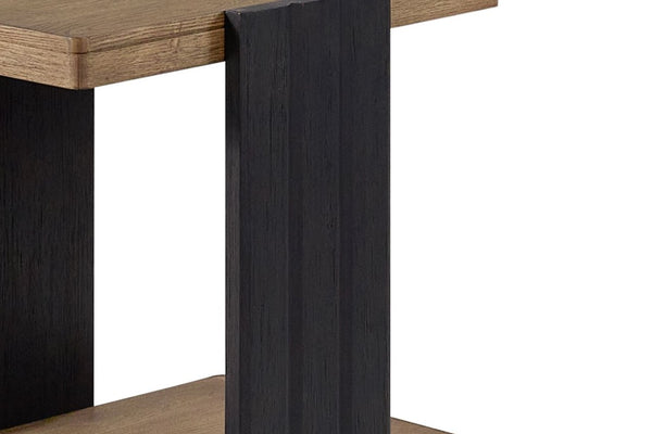 English Elm Channel Channel Cocktail Table with Casters, Modern Elm Veneer Two-Tone Finish, Solid Wood Craftsmanship Black 22 L x 28 W x 20 H B2699P238780
