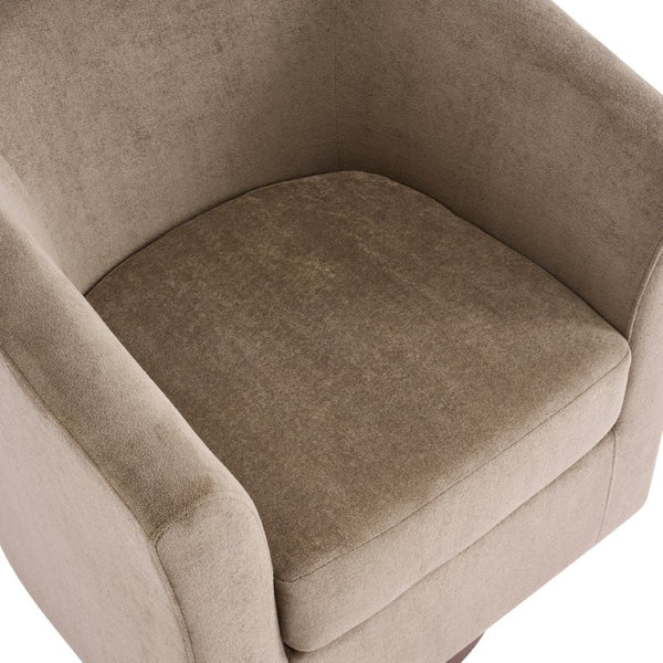 English Elm Halo Velvet Barrel Swivel Accent Chair with Bentwood Ring Base for Living Rooms Light Brown N776P378583B