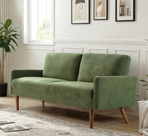 English Elm Velvet Kent 3-Seater Sofa with Plush Upholstery, European Modern-Vintage Design and Durable Build Green B2735P291965