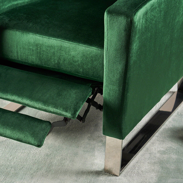 English Elm Christopher Knight Home® - Arvin Plush Push-Back Recliner with Stainless Steel Legs — Modern Fabric Comfort for Living Rooms Emerald 65272.00NVLTEMD