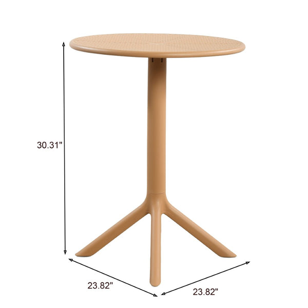English Elm Cedric Outdoor Round Bistro Table Cafe Inspired Modern Design for Compact Patios Brown Yellow N776P390479Y