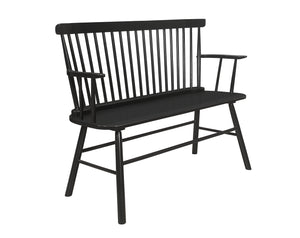English Elm 1pc Vintage Farmhouse Spindle Back Bench 48" Rustic Wooden Entryway Seat for Cozy Homes and Halls Black 52 L x 23 W x 15 H B011P284204