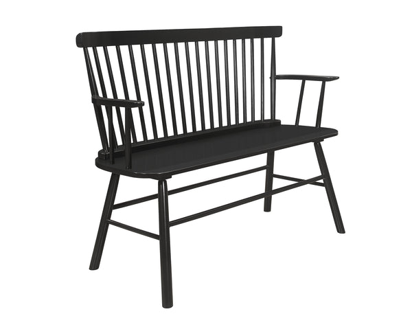 English Elm 1pc Vintage Farmhouse Spindle Back Bench 48" Rustic Wooden Entryway Seat for Cozy Homes and Halls Black 52 L x 23 W x 15 H B011P284204