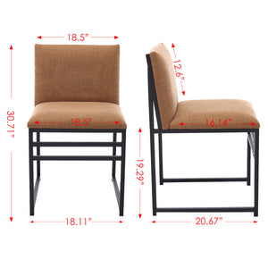 English Elm Modern Upholstered Dining Chairs Set of 2 with Linen-Like Fabric, High-Resilience Foam and Metal Frame Elegant Comfort Coffee W1249P257009
