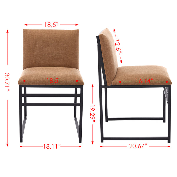 English Elm Modern Upholstered Dining Chairs Set of 2 with Linen-Like Fabric, High-Resilience Foam and Metal Frame Elegant Comfort Coffee W1249P257009