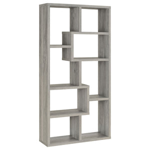 English Elm Geometric Bookcase with 7 Open Shelves for Home Decor, Modern Sturdy Engineered Wood Accent Tower Driftwood,Grey 71.88 L x 14.14 W x 8.87 H B011P305076