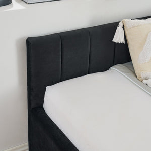 English Elm Full Size Upholstered Tufted Daybed Frame With Storage Drawers, Plush Velvet In Elegant Black Finish W1413S00088