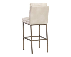 Sunpan PAIGE Barstool - Stylish Faux Leather Comfort with Antique Brass Legs for Modern Spaces and Dining Cream 105943