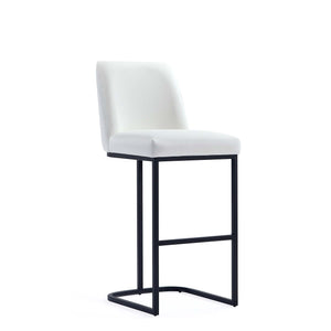 English Elm Serena Metal Upholstered Barstool with Matte Black Frame, Leatherette Cushion, Commercial Grade Comfort White B365P397934