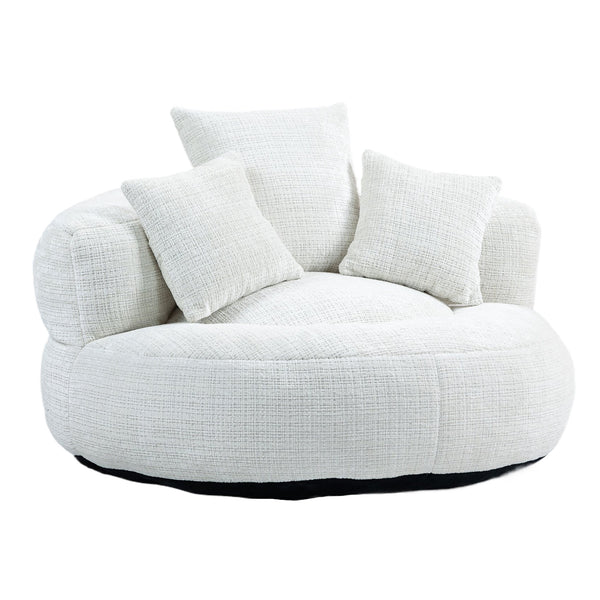 English Elm Lazy Sofa Oversized Ergonomic Bean Bag Lounger with High Wrap Back, Plush Chenille Foam Comfort for Living Room, Bedroom, Office Beige W395P252048