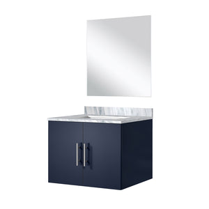 English Elm Navy Blue Single Bath Vanity With Carrara Marble Top & Mirror - Perfect For Small Space Style! B2731S00743