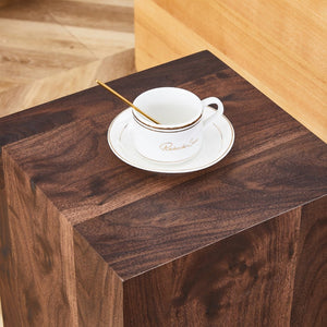 English Elm 12x12x20 Walnut Grain Mdf Accent Pedestal Table for Modern Living Room Decor W1151P408853