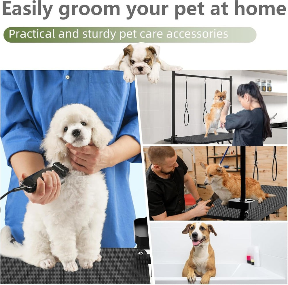 English Elm 47'' Foldable Dog Grooming Table X-lift Adjustable Height Station with Arm Noose Organizer W3587P358747