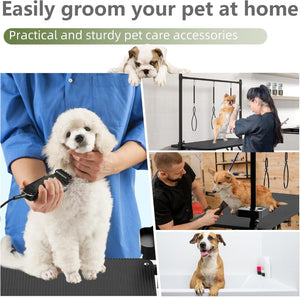English Elm 47'' Foldable Dog Grooming Table X-lift Adjustable Height Station with Arm Noose Organizer W3587P358747
