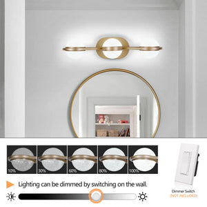 English Elm Bathroom Vanity Light, Elegant 3-Bulb Led Fixture With Crystal Sand Shades In Champagne Gold Finish W2312P374866
