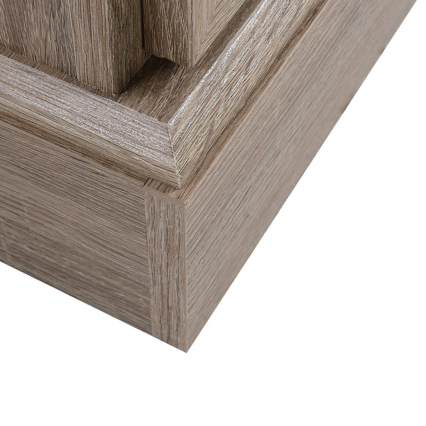 English Elm HOMCOM Rustic Wine Bar Cabinet with 6-Bottle Rack, Stemware Slots, Sliding Glass Door & Shelves W2225P217404