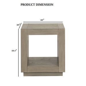 English Elm 1pc Square End Table with Open Bottom Shelf and Plinth Base, Contemporary Natural Finish Accent Piece Natural 31 L x 24 W x 16 H B2741P395384