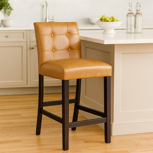 English Elm Popa Tufted Faux Leather Counter Stools Set of 2 for Kitchen Island or Home Bar B056P416998