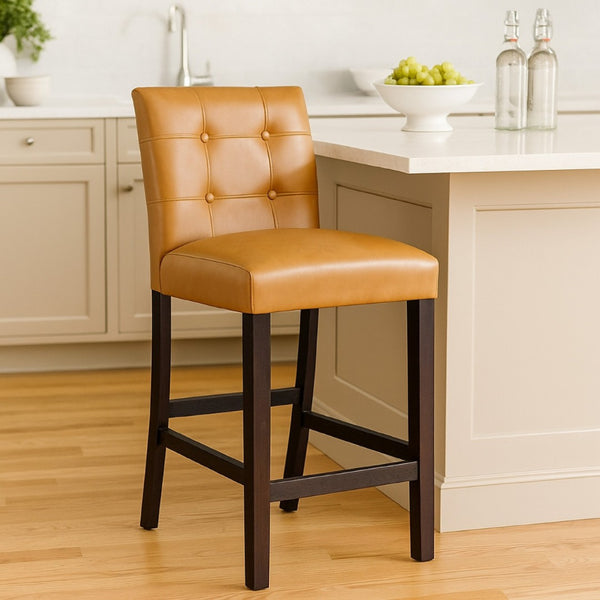 English Elm Popa Tufted Faux Leather Counter Stools Set of 2 for Kitchen Island or Home Bar B056P416998
