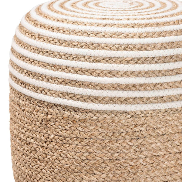 English Elm Modern Seagrass Woven Footstool Handcrafted Water Hyacinth Boho Living Room Accent B2750P420395
