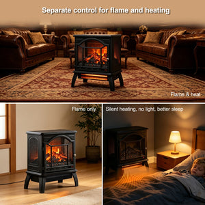 English Elm 18 Inch Infrared Quartz Freestanding Electric Fireplace Stove with 3d Flame Effect W1769112698