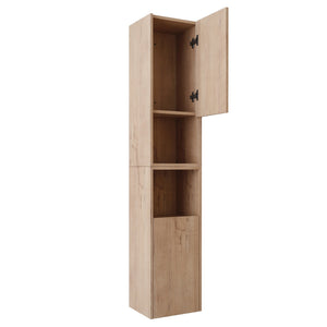 English Elm 24" Bathroom Side Cabinet - Wall-Mounted Design, Soft-Close Doors, Durable Plywood, Space-Saving Storage W999S00373