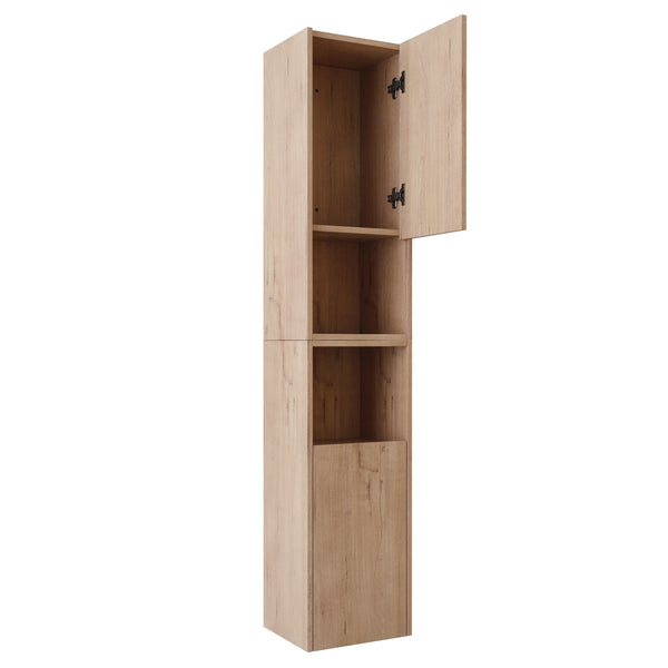 English Elm 24" Bathroom Side Cabinet - Wall-Mounted Design, Soft-Close Doors, Durable Plywood, Space-Saving Storage W999S00373
